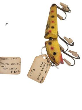 Vintage Chub Fishing Lures Lot - Injured Minnow & Jointed Darters Wood 1924-1942